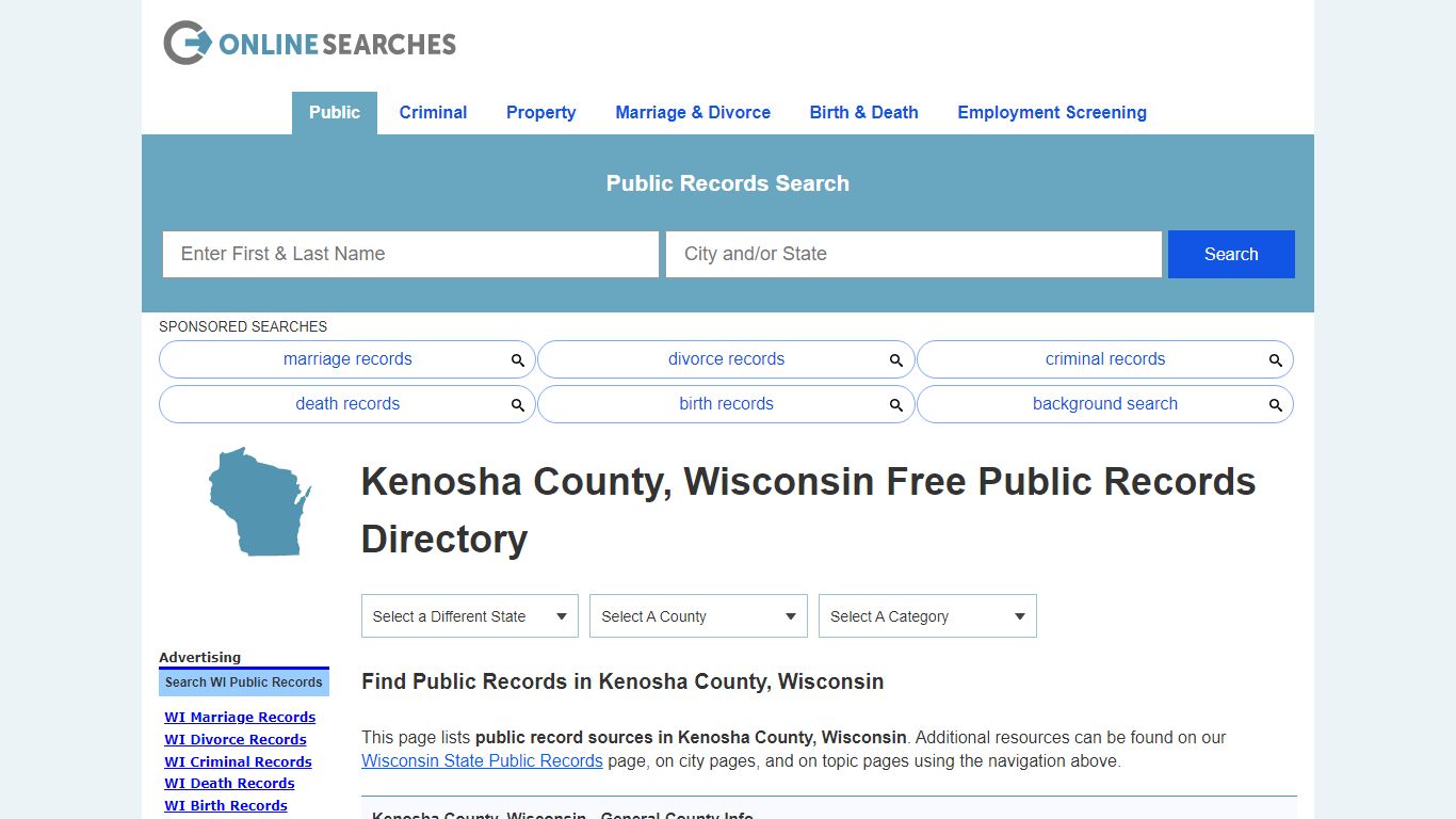 Kenosha County, Wisconsin Public Records Directory