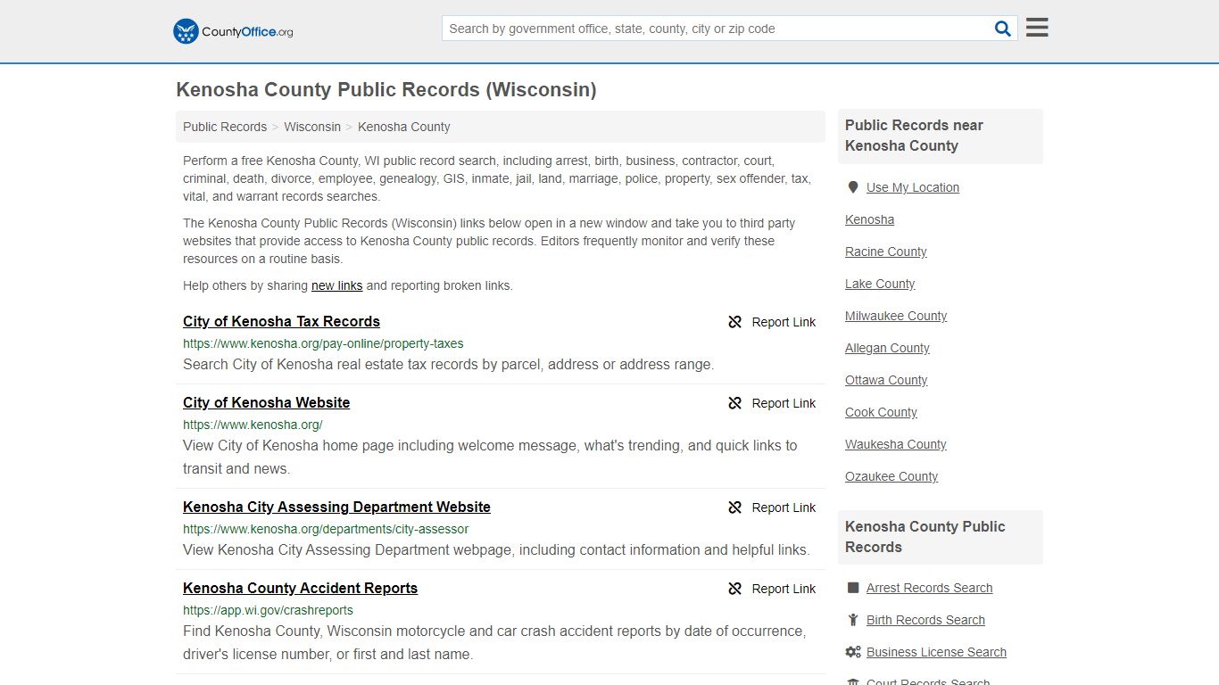 Public Records - Kenosha County, WI (Business, Criminal ...